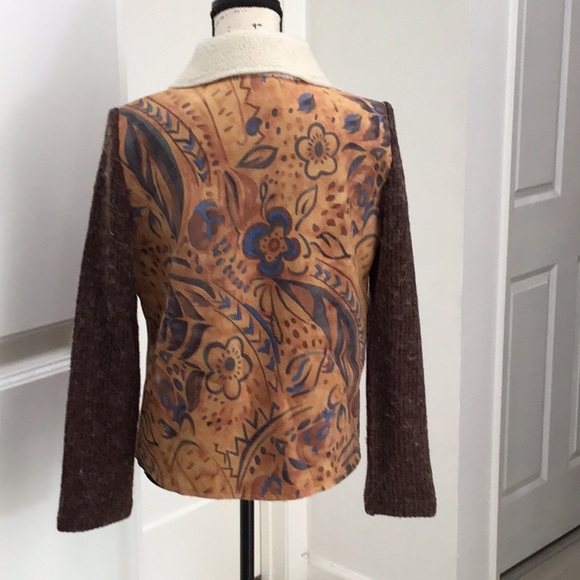 NWOT. K-I-K-I-T Printed Suede Knit Jacket - Picture 7 of 11